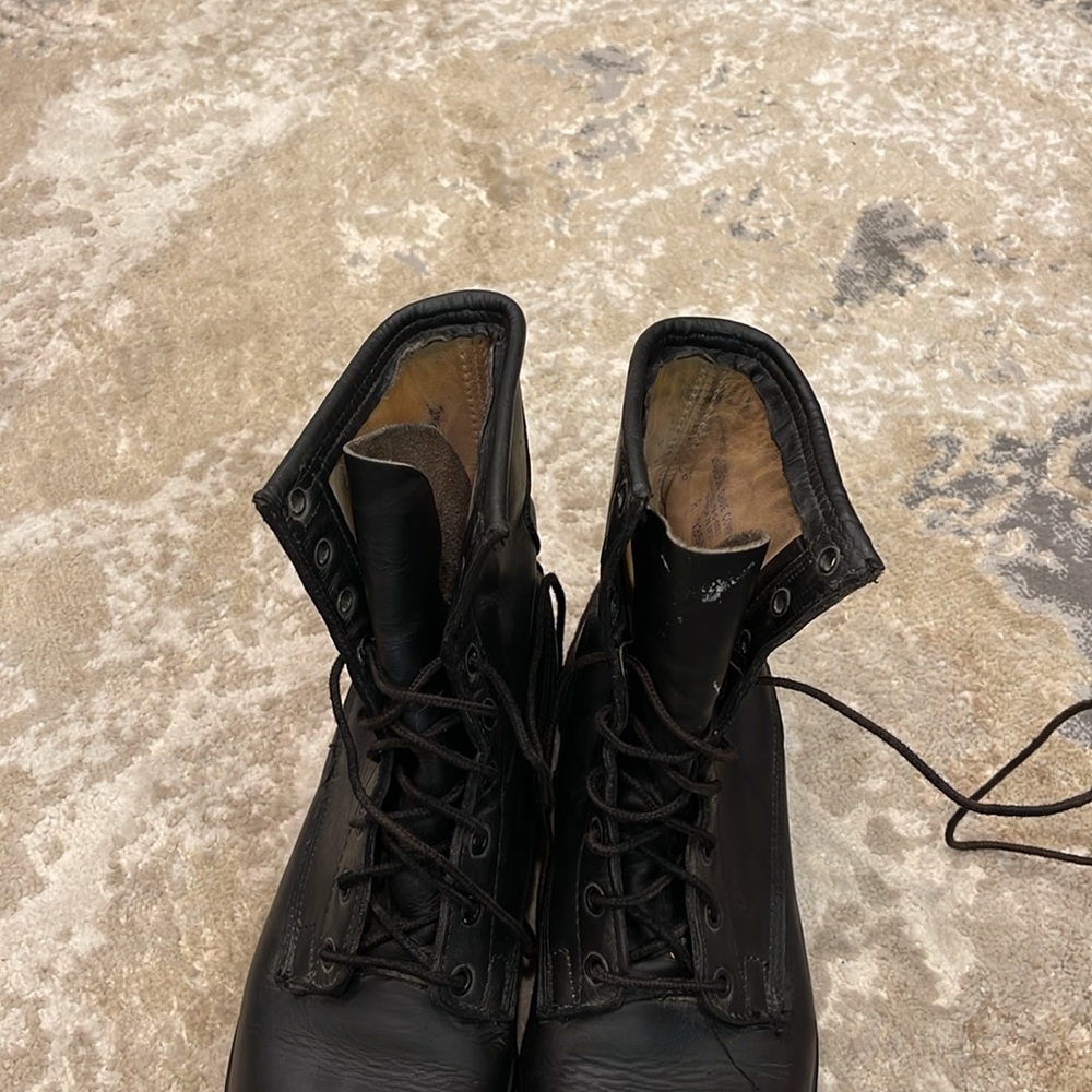 Vintage ADDISON SHOE COMPANY Black Leather Combat Boots Steel Toe Size 6 R - Picture 5 of 12